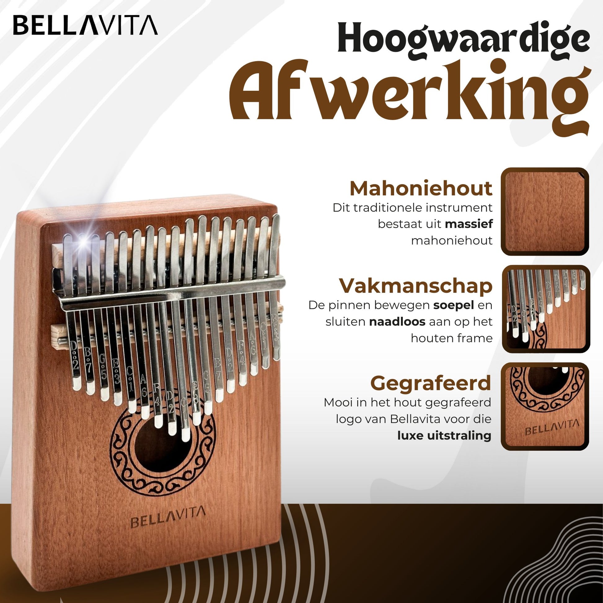 BELLAVITA ® Kalimba set - Duimpiano - Muziek - Instrument - Bellavita
