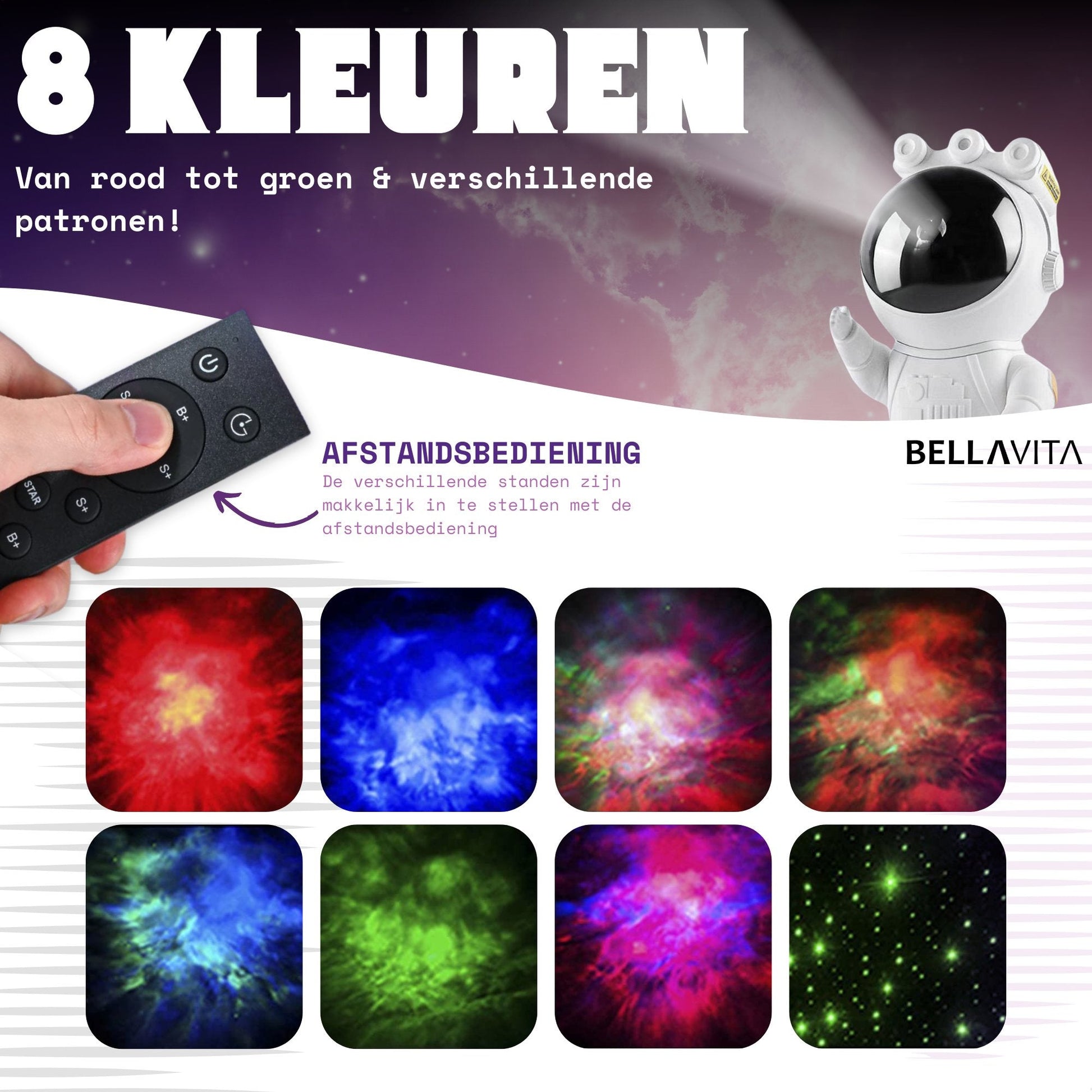 BELLAVITA ® Astronaut Sterren Projector - Nachtlamp - Bellavita