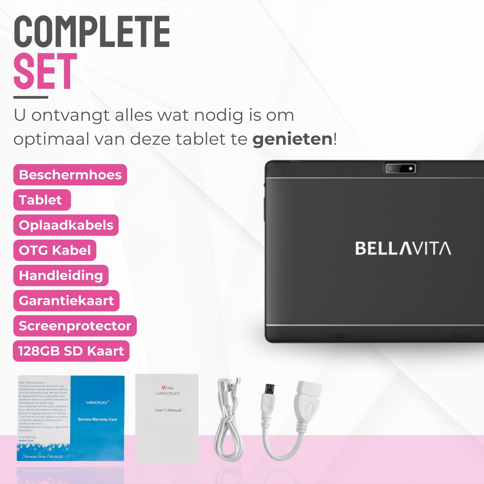 BELLAVITA ® Bambini Pad XL - Kindertablet - 10.1 inch (roze) - Bellavitastore.nl