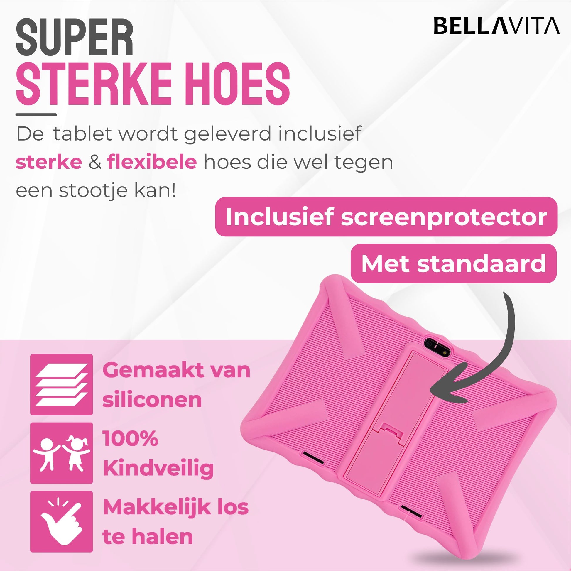 BELLAVITA ® Bambini Pad XL - Kindertablet - 10.1 inch (roze) - Bellavitastore.nl