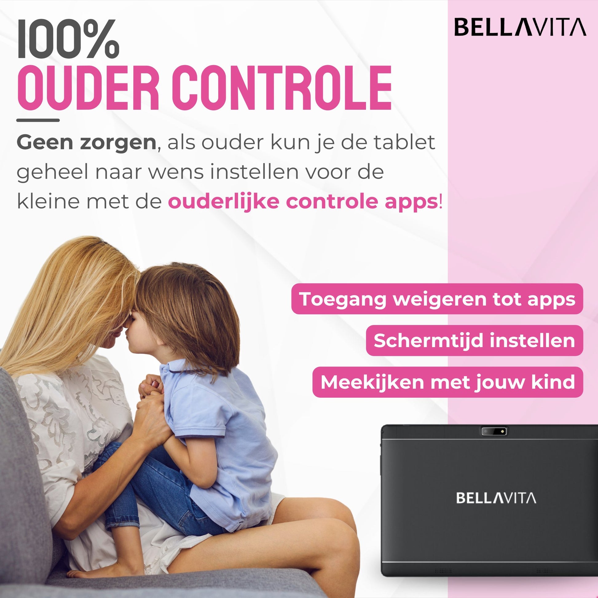 BELLAVITA ® Bambini Pad XL - Kindertablet - 10.1 inch (roze) - Bellavitastore.nl