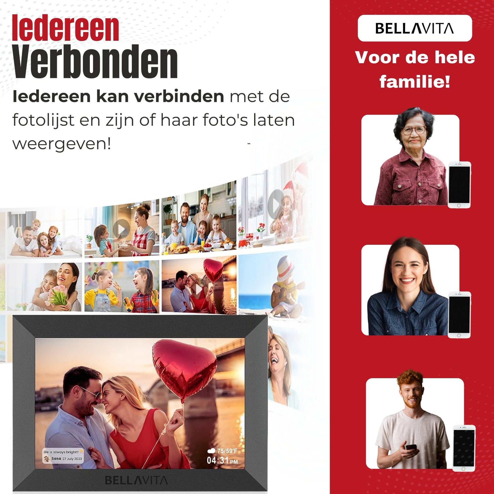 BELLAVITA ® Digitale Fotolijst - 10.1 inch - Bellavita