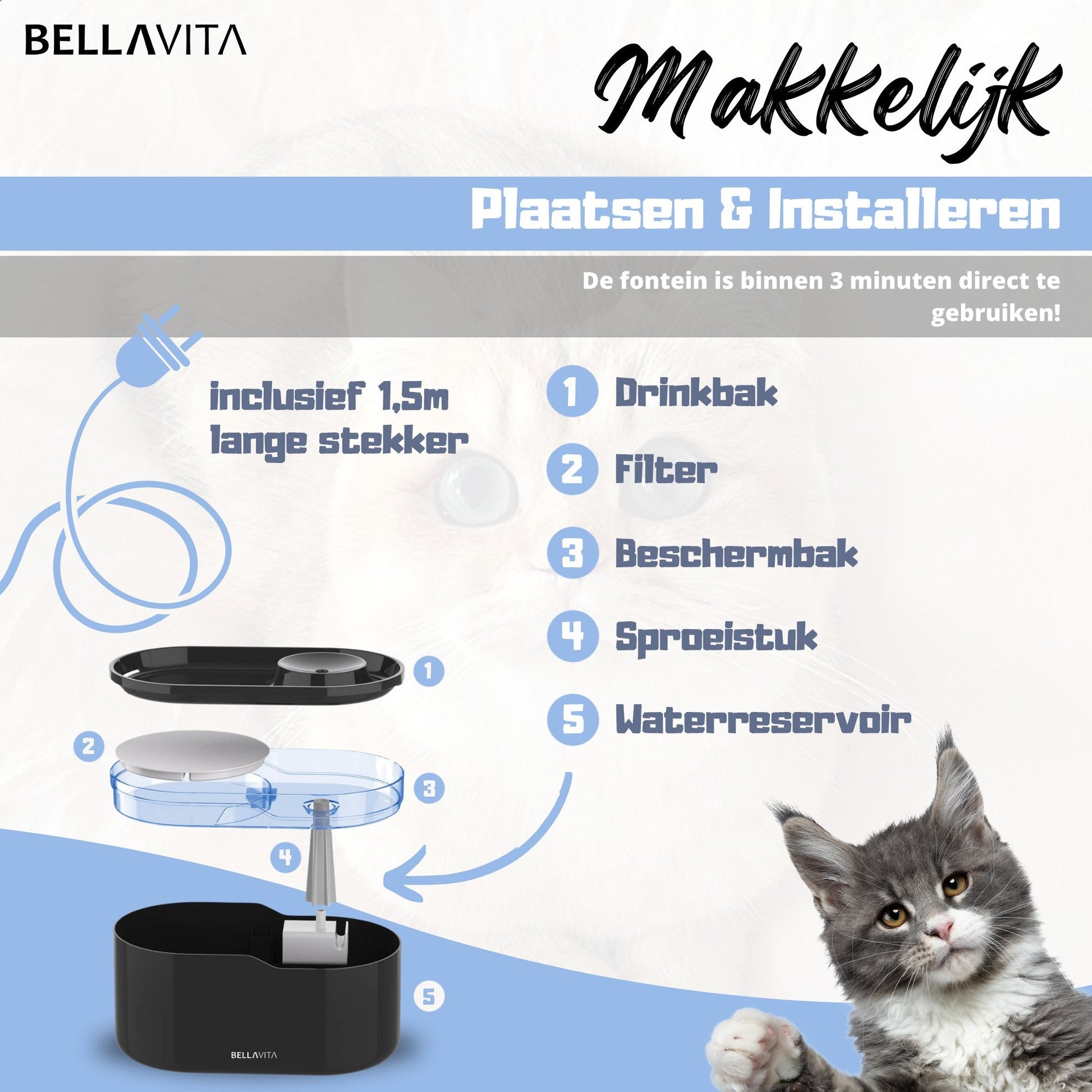 BELLAVITA® Drinkfontein - Waterfontein - Bellavita