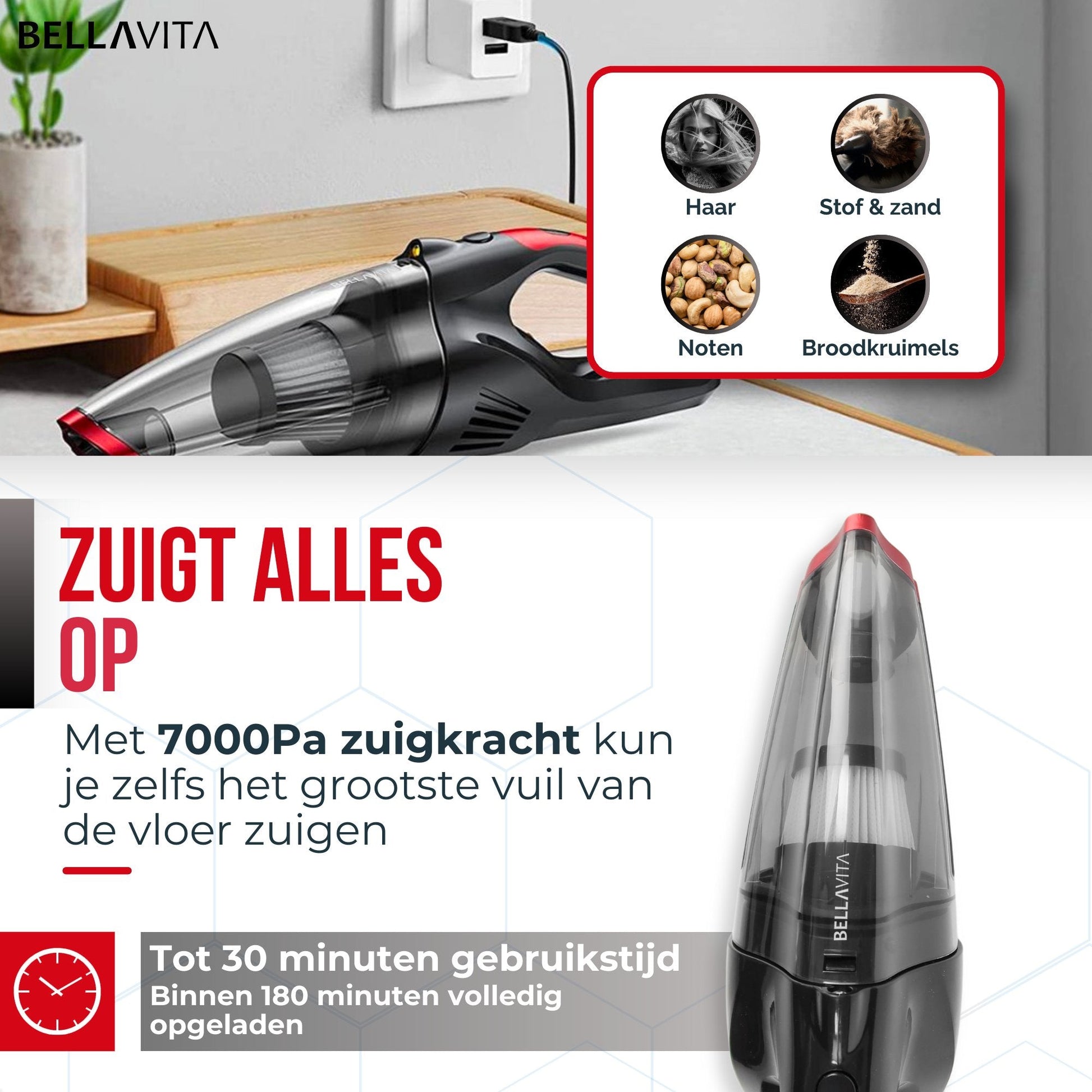 BELLAVITA ® Kruimelzuiger - Handstofzuiger - Bellavita