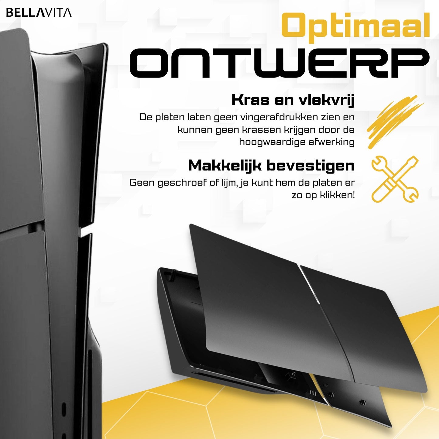 BELLAVITA ® PS5 SLIM Faceplate (nieuw model) - Disk Versie (zwart) - Bellavita