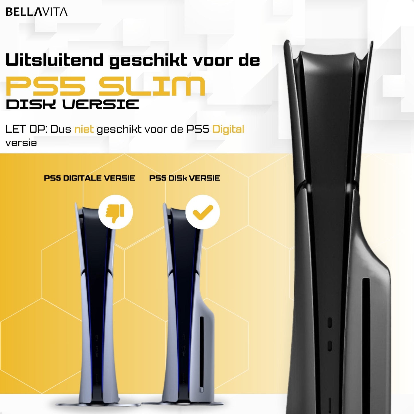 BELLAVITA ® PS5 SLIM Faceplate (nieuw model) - Disk Versie (zwart) - Bellavita
