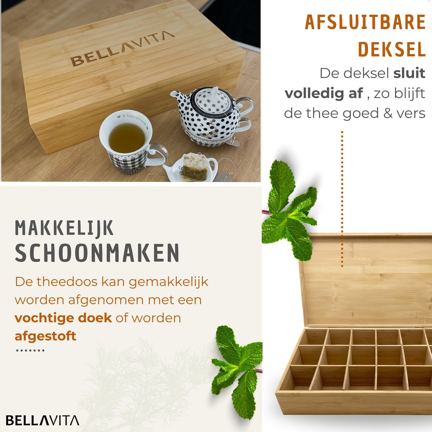 BELLAVITA ® Theedoos - 18 vaks - Bamboe XXL - Bellavita