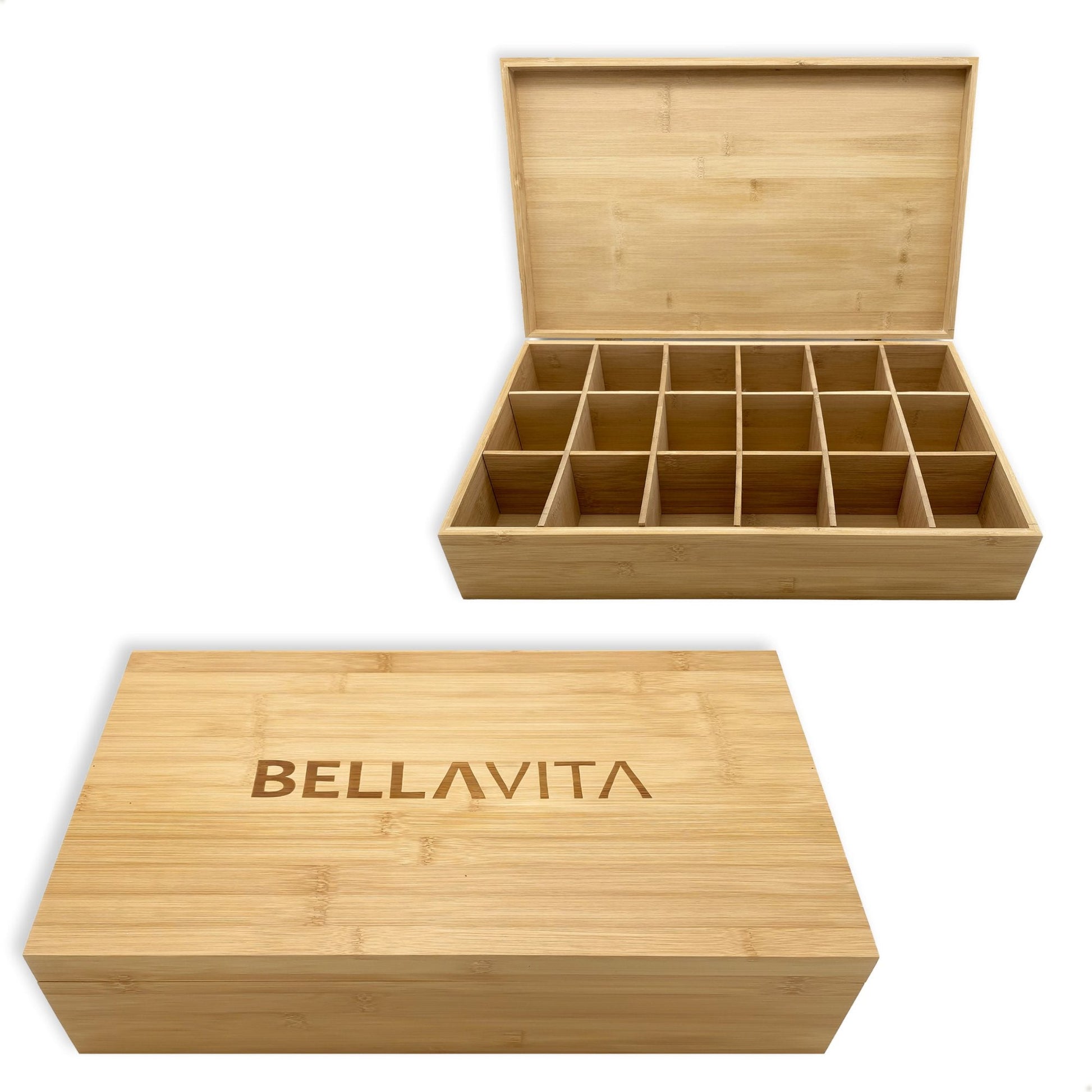 BELLAVITA ® Theedoos - 18 vaks - Bamboe XXL - Bellavita