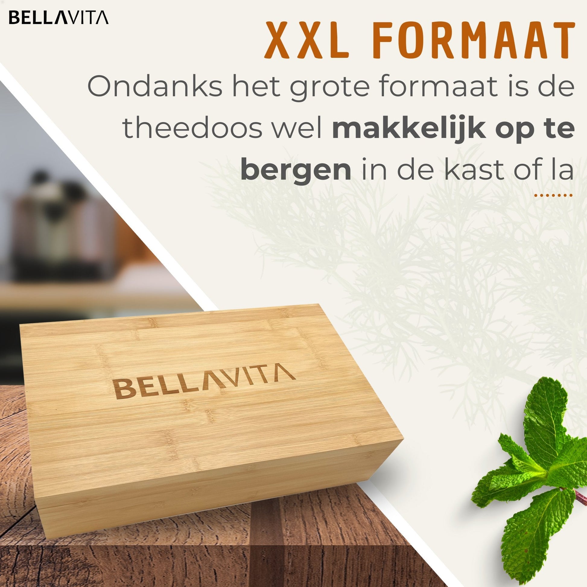 BELLAVITA ® Theedoos - 18 vaks - Bamboe XXL - Bellavita