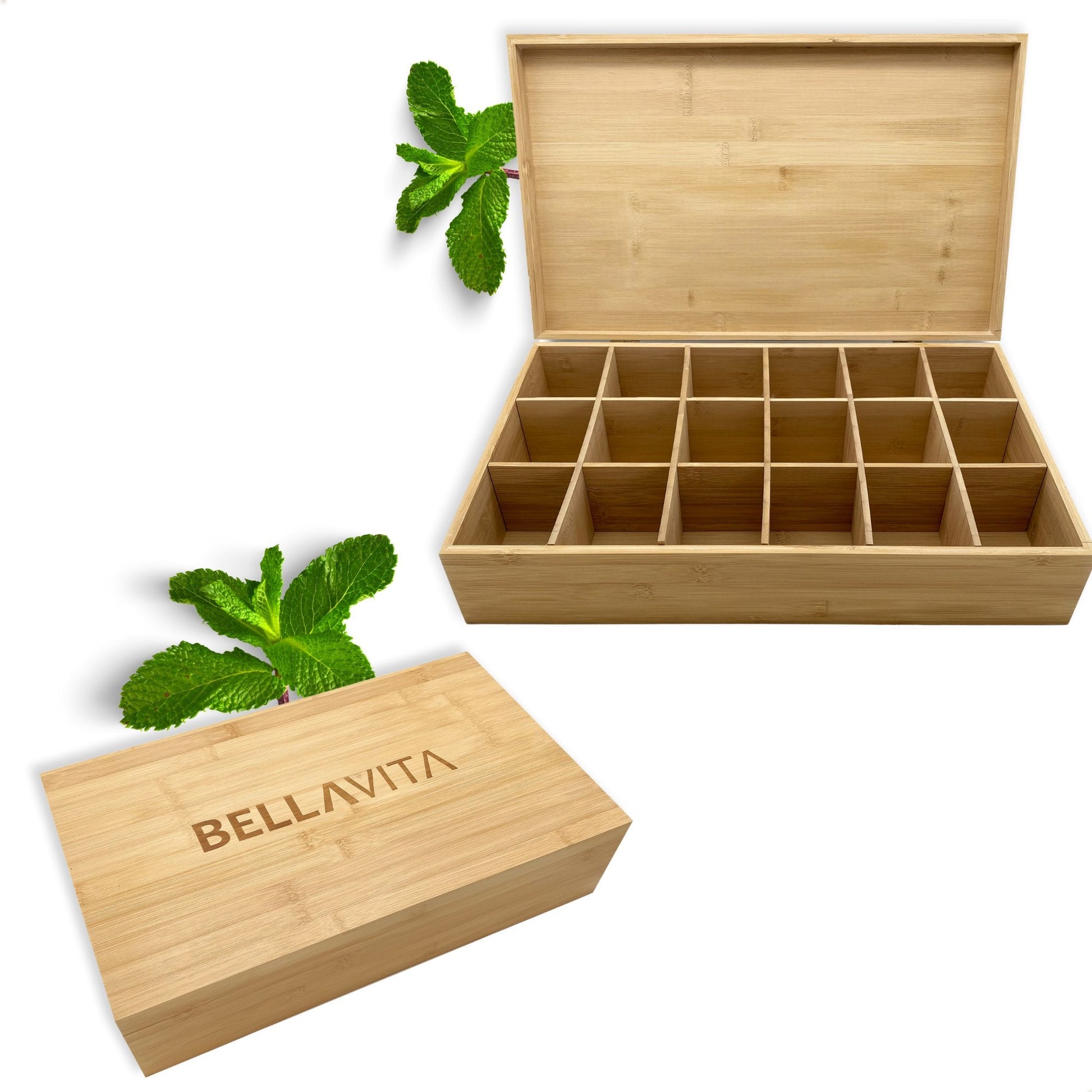BELLAVITA ® Theedoos - 18 vaks - Bamboe XXL - Bellavita